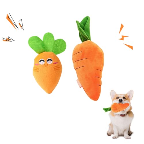 Hundespielzeug Quietschend, Unzerstörbar Hundespielzeug Karotte, Interaktives Spielzeug für Hunde Geschenke, Kauspielzeug Hund aus Plüsch, Dog Toys Robust Verschleißfest Waschbar (Klein+Mittelgroß) Hundespielzeug Quietschend, Unzerstörbar Hundespielzeug Karotte, Interaktives Spielzeug für Hunde Geschenke, Kauspielzeug Hund aus Plüsch, Dog Toys Robust Verschleißfest Waschbar (Klein+Mittelgroß) von FONDUO