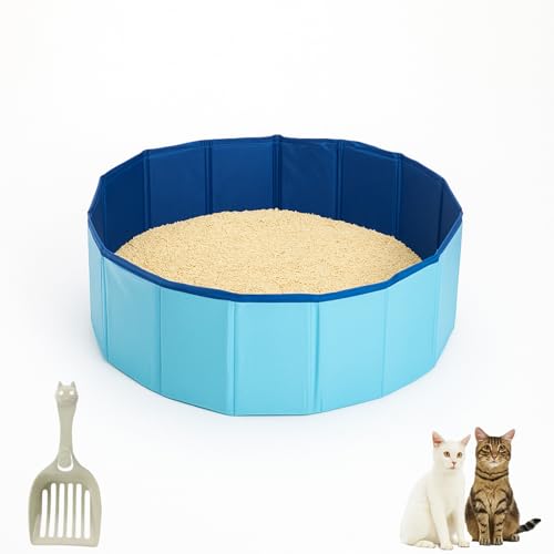 Katzenklo Offen XXL Katzentoilette 30x10cm Katzentoiletten mit Katzenklo Schaufel Groß Katzen Klo Faltbar PVC Katzen Toilette Tragbar Katzentoilette Kaninchen Cat Litter Box Für Outdoor Camping (A) von FONDUO