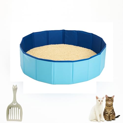 Katzenklo Offen XXL Katzentoilette 50x10cm Katzentoiletten mit Katzenklo Schaufel Groß Katzen Klo Faltbar PVC Katzen Toilette Tragbar Katzentoilette Kaninchen Cat Litter Box Für Outdoor Camping (B) von FONDUO