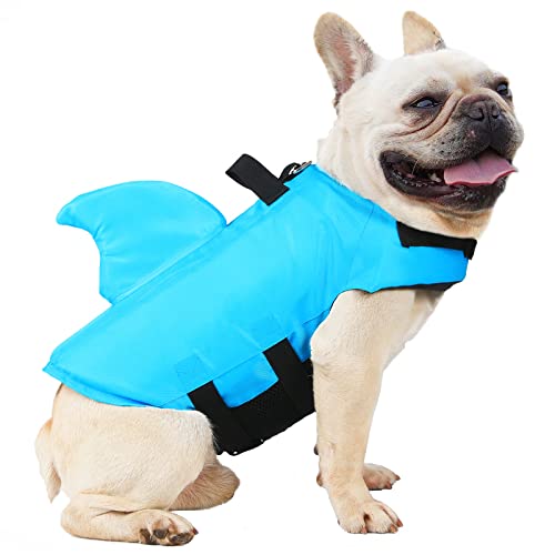 FONLAM Schwimmweste Hunde Hundeschwimmweste Schwimmweste für Kleine Mittelgroße Hunde Rettungsweste Warnweste Schwimmbad (L, Blau) von FONLAM