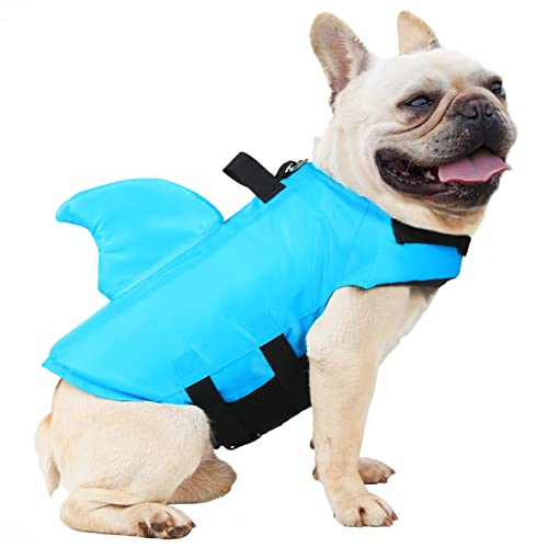 FONLAM Schwimmweste Hunde Hundeschwimmweste Schwimmweste für Kleine Mittelgroße Hunde Rettungsweste Warnweste Schwimmbad (M, Blau) von FONLAM