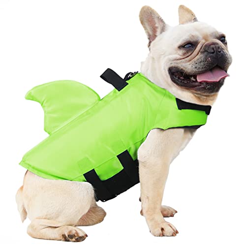 FONLAM Schwimmweste Hund Rettungswesten Warnwesten Badeanzug für Hunde Neulinge Sicherheitswesten für Haustier Baden Pool Strand (Grün, M) von FONLAM