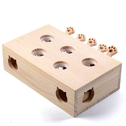FOOPOMARY Katzenspielzeug Whac-A-Maulwurf (Holz, 5 Maulwurf) von FOOPOMARY
