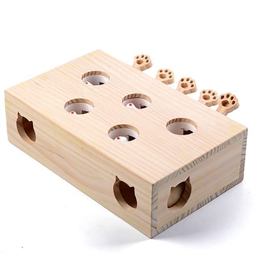 Interaktives Katzenspielzeug aus Holz, ansprechendes und langlebiges Spiel für Katzen und Kätzchen, hält Haustiere unterhalten und stimuliert, natürliches Holzdesign, perfekt für Indoor-Übung und Spaß von FOOPOMARY