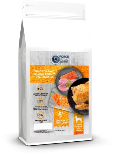 FORCEFOOD Gourmet Junior Getreidefreies Trockenfutter für Hunde Welpenfutter Huhn mit Truthahn, Lachs, Süßkarotte 6 kg von FORCEFOOD