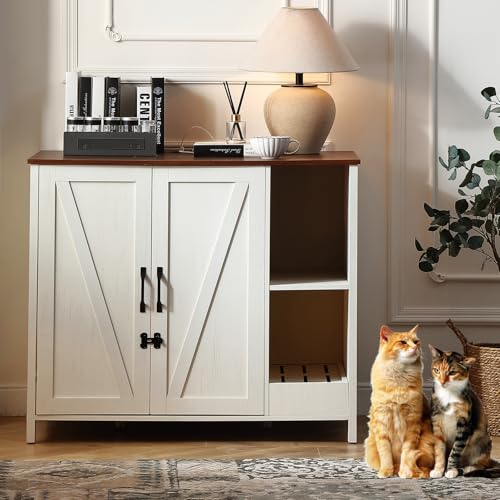 FOREST GRAVITY Katzenschrank Katzentoilette Groß Katzenklo Schrank Large Cat Litter Robot Box Furniture Modern 105 * 68 * 89 cm Katzenhaus mit Tür und Separater Trennwand Antikes Weiß FOREST GRAVITY Katzenschrank Katzentoilette Groß Katzenklo Schrank Large Cat Litter Robot Box Furniture Modern 105 * 68 * 89 cm Katzenhaus mit Tür und Separater Trennwand Antikes Weiß von FOREST GRAVITY