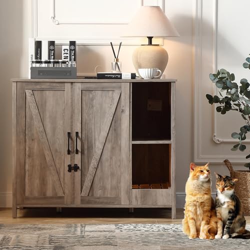 FOREST GRAVITY Katzenschrank Katzentoilette Groß Katzenklo Schrank Large Cat Litter Robot Box Furniture Modern 105 * 68 * 89 cm Katzenhaus mit Tür und Separater Trennwand Grau FOREST GRAVITY Katzenschrank Katzentoilette Groß Katzenklo Schrank Large Cat Litter Robot Box Furniture Modern 105 * 68 * 89 cm Katzenhaus mit Tür und Separater Trennwand Grau von FOREST GRAVITY