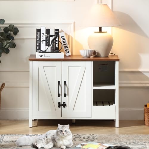FOREST GRAVITY Katzenschrank Katzentoilette Groß Katzenklo Schrank Large Cat Litter Box Furniture Modern 81 * 50 * 60 cm Katzenhaus mit Tür und Separater Trennwand Antikes Weiß FOREST GRAVITY Katzenschrank Katzentoilette Groß Katzenklo Schrank Large Cat Litter Box Furniture Modern 81 * 50 * 60 cm Katzenhaus mit Tür und Separater Trennwand Antikes Weiß von FOREST GRAVITY