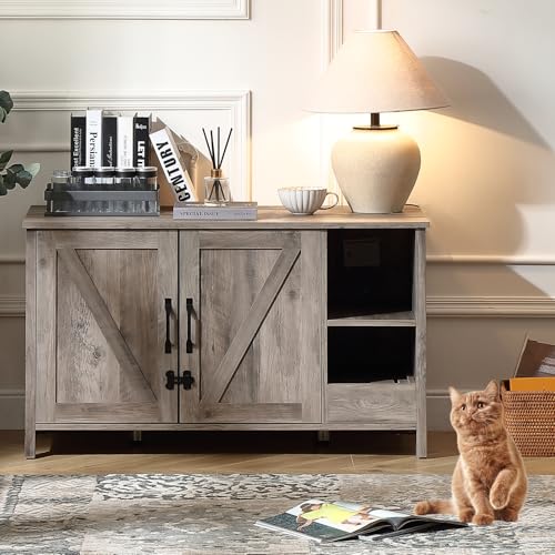 FOREST GRAVITY Katzenschrank Katzentoilette Groß Katzenklo Schrank Middle Cat Litter Box Furniture Modern 105 * 50 * 60 cm Katzenhaus mit Tür und Separater Trennwand Grau FOREST GRAVITY Katzenschrank Katzentoilette Groß Katzenklo Schrank Middle Cat Litter Box Furniture Modern 105 * 50 * 60 cm Katzenhaus mit Tür und Separater Trennwand Grau von FOREST GRAVITY