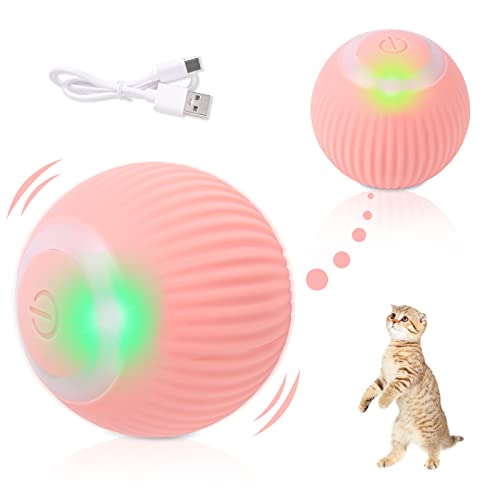 FORMIZON Interaktives Katzenspielzeug Ball, USB Wiederaufladbares LED Licht Haustier Unterhaltungskugeln, Katzenball Spielzeug für Kätzchen Welpen(Rosa) von FORMIZON