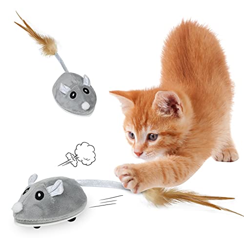 FORMIZON Katzenspielzeug Elektrisch Spielmaus, Katzenspielzeug Mäuse, Elektronisches Maus, Plüsch Spielmaus für Katze, mit USB Kabel, Interaktive Spielzeug Maus für Katzenauslauf und gegen Langeweile von FORMIZON
