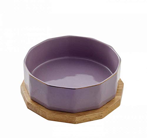 Keramik-Hundenapf, mit rutschfester Eichenholzunterlage, ungiftig/geschmacksneutral/harmlos, Wasser- oder Futternäpfe, für Haustierhunde und Katzen, Rosa, 18,5 cm Keramik-Hundenapf, mit rutschfester Eichenholzunterlage, ungiftig/geschmacksneutral/harmlos, Wasser- oder Futternäpfe, für Haustierhunde und Katzen, Rosa, 18,5 cm von FORREC