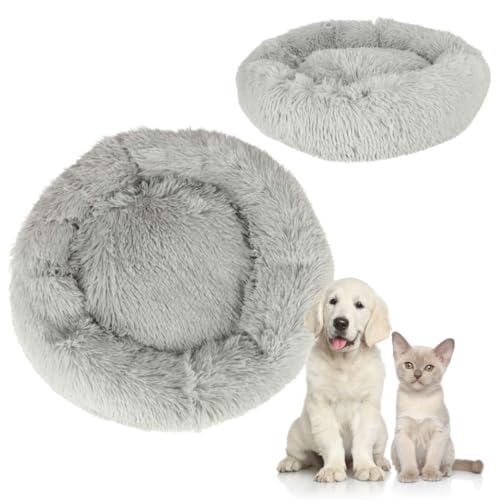 FORTENA Hundebett Hundekissen Plüsch Haustierbett Hundekorb Tierbett Katzenbett (hellgrau) von FORTENA