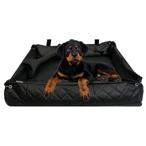 FORTISLINE Hundebett Oksana Gr XL -luxuriöses Hundebett mit abnehmbarem Bezug, zusammenrollbar, ideal für große Hunde -elegant und komfortabel (Aschgrau/Schwarz gesteppt) von FORTISLINE