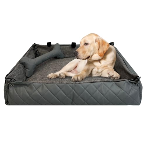 FORTISLINE Hundebett Oksana Gr XL -luxuriöses Hundebett mit abnehmbarem Bezug, zusammenrollbar, ideal für große Hunde -elegant und komfortabel (Grau/Grau gesteppt) von FORTISLINE