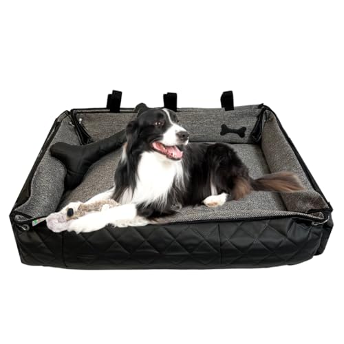 FORTISLINE Hundebett Oksana Gr XL -luxuriöses Hundebett mit abnehmbarem Bezug, zusammenrollbar, ideal für große Hunde -elegant und komfortabel (Grau/Schwarz gesteppt) von FORTISLINE