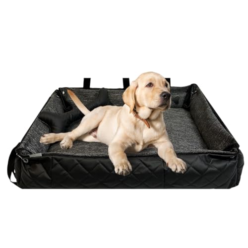 FORTISLINE Hundebett Oksana Gr. L - Elegantes & Komfortables Hundebett mit abnehmbarem Bezug, waschbar, ideal für große Hunde - stilvolles Design (Dunkelgrau/Schwarz gesteppt) von FORTISLINE