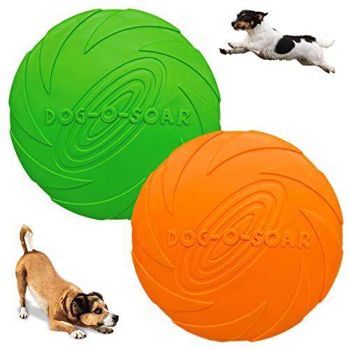 FORYNXHWIN Hunde Frisbees, 2 Stück Hundespielzeug Frisbee Hunde Scheiben Gummi Frisbee für Haustiertraining, Fangen, Werfen und Spielen (Grün & Orange) von FORYNXHWIN