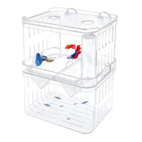 FORYNXHWIN Aquarium Fisch Zuchtbox Transparent Kunststoff Baby Fisch Separator für Tank - Bruterei Inkubator Isolation Box für Garnelen, Betta, Guppy, Platy, Aggressive Fische (M) von FORYNXHWIN