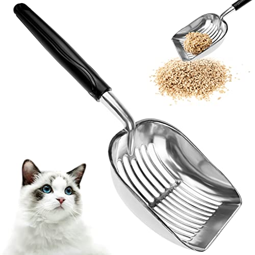 FORYNXHWIN Katzenstreuschaufel aus Metall, tiefe Schaufel mit bequemem Griff, langlebige Streu Haustierschaufel Antihaft Katzenstreu Siebschaufel Leicht zu reinigen Haustierstreuschaufel für Katzen von FORYNXHWIN