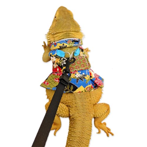 Bart-Drachenrock, Geschirr, Leine, verstellbare Weste, Traktionsseil, niedliche Flora, Kleidung für Kleintiere, Repitle, Eidechse, Gecko, Leguan, Chamäleon (Floral, L) von FORZENA