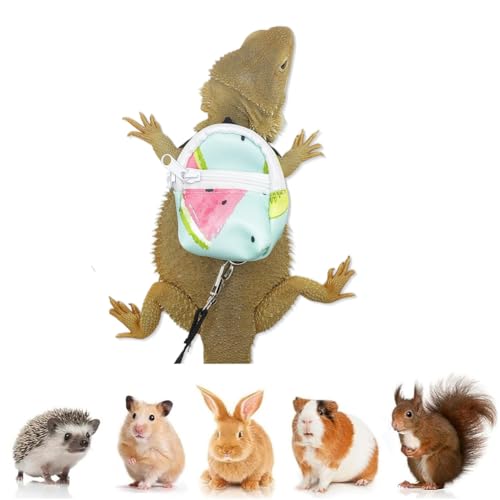Bearded Dragons Geschirr-Leinen-Set, niedlicher Rucksack, Schulanfang, Design für kleine Haustiere, Reptilien, Eidechsen, Gecko, Chamäleon, Ratte, Hamster, Quadrat, Frettchen, Fotoshooting (Blume) von FORZENA