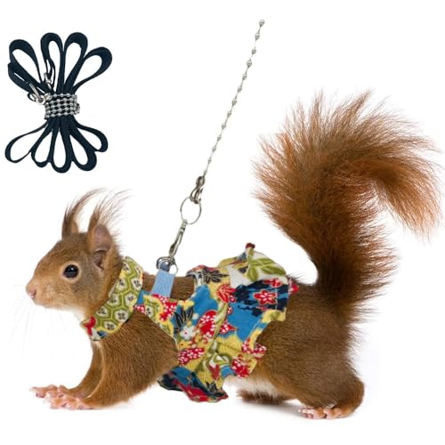 Eichhörnchen-Rock-Geschirr, Leine, Frettchen-Weste, verstellbarer Traktionsseil, niedliches Blumenmuster, Kleidung für kleine Kätzchen, Zwerg, Chinchilla, Meerschweinchen, ausgefallene Ratte (Floral, Eichhörnchen-Rock-Geschirr, Leine, Frettchen-Weste, verstellbarer Traktionsseil, niedliches Blumenmuster, Kleidung für kleine Kätzchen, Zwerg, Chinchilla, Meerschweinchen, ausgefallene Ratte (Floral, von FORZENA