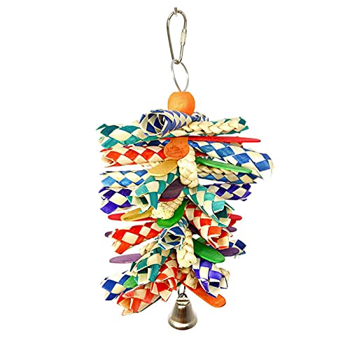 FOReverweihuajz Mehrfarbiger dekorativer gewebter Vogel-Kauanhänger, geeignet für mittelgroße Vögel, geeignet für kleine Papageien wie Aras und andere kleine Vögel. von FOReverweihuajz