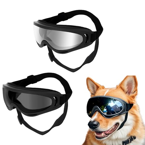 FOSDICK 2 PCS Hundebrille, Brille Hund UV-Schutz, Hunde Brille Winddicht, Sonnenbrille Hund mit Verstellbare Riemen, Hundesonnenbrille für Mittel Große Hunde, zum Autofahren, Outdoor-Aktivitäten FOSDICK 2 PCS Hundebrille, Brille Hund UV-Schutz, Hunde Brille Winddicht, Sonnenbrille Hund mit Verstellbare Riemen, Hundesonnenbrille für Mittel Große Hunde, zum Autofahren, Outdoor-Aktivitäten von FOSDICK