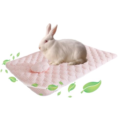 FOSDICK Kühlmatte für Kaninchen, 41X30cm Kühlplatte Kaninchen, Sommer Kühlmatte Hasen, Weich und Bequem Kühlinsel Kaninchen, Kleine Pet Cooling Mat für Hasen, Hamster, Meerschweinchen (Rosa) von FOSDICK