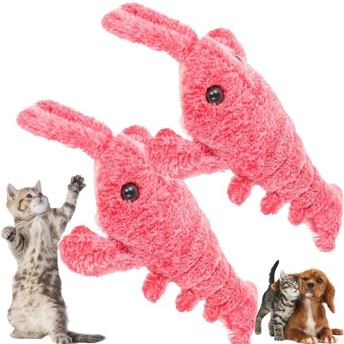 FOTTEPP Furry Fellow Interactive Dog Toy Lobster, Wiggly Lobster Dog Toy, Floppy Lobster Interactive Dog Toy, USB Charging Jumping Lobster Cat Toys (Pink-2PCS) von FOTTEPP