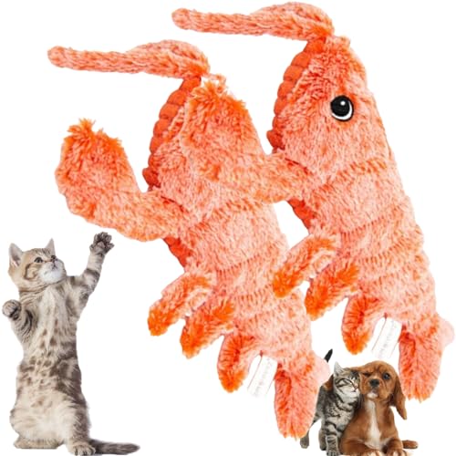 FOTTEPP Furry Fellow Interactive Dog Toy Lobster, Wiggly Lobster Dog Toy, Floppy Lobster Interactive Dog Toy, USB Charging Jumping Lobster Cat Toys (Skin-2PCS) von FOTTEPP