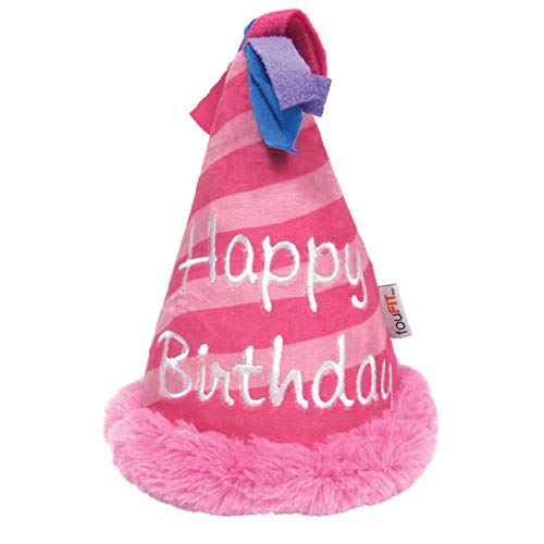 FouFou Dog 87314 Birthday Hat Crinkle Plush - Pink Hundespielzeug, 300 g von FOUFIT