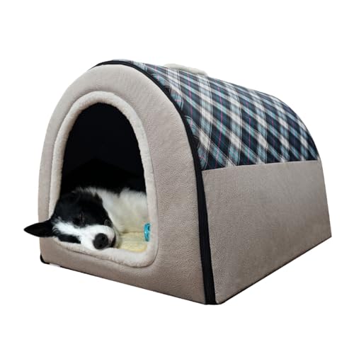 Hundebett, 2 Verwendungsmöglichkeiten, Haustierhaus für den Innenbereich mit flauschiger Matte, abnehmbarem und waschbarem Bezug, spritzwassergeschütztes Haus und rutschfester Unterseite, für große Hundebett, 2 Verwendungsmöglichkeiten, Haustierhaus für den Innenbereich mit flauschiger Matte, abnehmbarem und waschbarem Bezug, spritzwassergeschütztes Haus und rutschfester Unterseite, für große von FOUIYIUTU