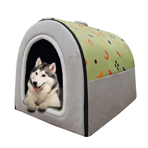 Hundebett, 2 Verwendungsmöglichkeiten, Haustierhaus für den Innenbereich mit flauschiger Matte, abnehmbarem und waschbarem Bezug, spritzwassergeschütztes Haus und rutschfester Unterseite, für große Hundebett, 2 Verwendungsmöglichkeiten, Haustierhaus für den Innenbereich mit flauschiger Matte, abnehmbarem und waschbarem Bezug, spritzwassergeschütztes Haus und rutschfester Unterseite, für große von FOUIYIUTU