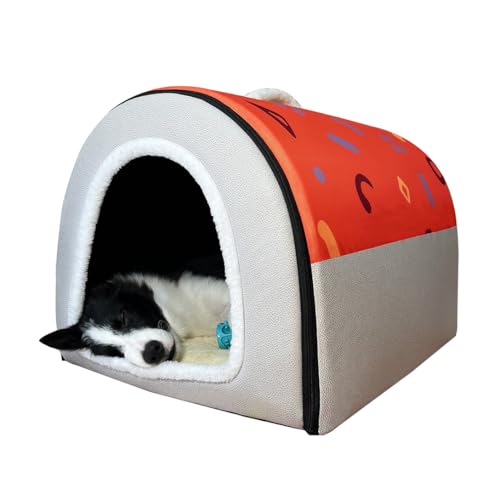 Hundebett, 2 Verwendungsmöglichkeiten, Haustierhaus für den Innenbereich mit flauschiger Matte, abnehmbarem und waschbarem Bezug, spritzwassergeschütztes Haus und rutschfester Unterseite, für große Hundebett, 2 Verwendungsmöglichkeiten, Haustierhaus für den Innenbereich mit flauschiger Matte, abnehmbarem und waschbarem Bezug, spritzwassergeschütztes Haus und rutschfester Unterseite, für große von FOUIYIUTU