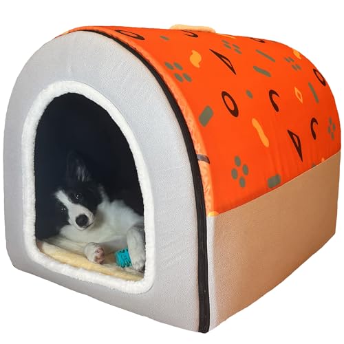 Hundebett, 2 Verwendungsmöglichkeiten, Haustierhaus für den Innenbereich mit flauschiger Matte, abnehmbarem und waschbarem Bezug, spritzwassergeschütztes Haus und rutschfester Unterseite, für extra Hundebett, 2 Verwendungsmöglichkeiten, Haustierhaus für den Innenbereich mit flauschiger Matte, abnehmbarem und waschbarem Bezug, spritzwassergeschütztes Haus und rutschfester Unterseite, für extra von FOUIYIUTU