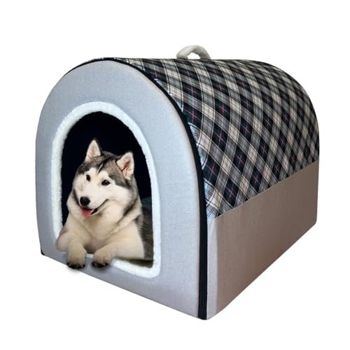 Hundebett, 2 Verwendungsmöglichkeiten, Haustierhaus für den Innenbereich mit flauschiger Matte, abnehmbarem und waschbarem Bezug, spritzwassergeschütztes Haus und rutschfester Unterseite, für große Hundebett, 2 Verwendungsmöglichkeiten, Haustierhaus für den Innenbereich mit flauschiger Matte, abnehmbarem und waschbarem Bezug, spritzwassergeschütztes Haus und rutschfester Unterseite, für große von FOUIYIUTU