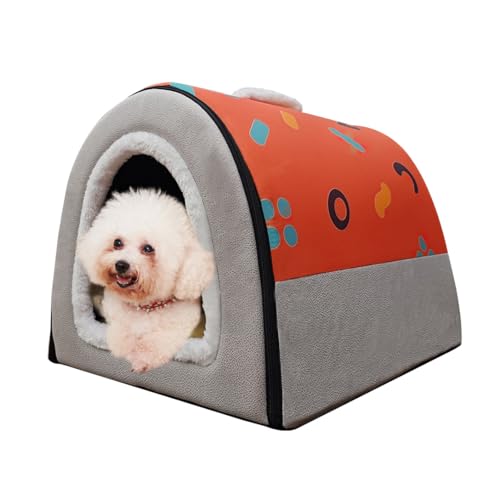 Hundebett oder Katzenbett, 2 Verwendungsmöglichkeiten, Haustierhaus für den Innenbereich mit flauschiger Matte, abnehmbarer und waschbarer Bezug, spritzwassergeschütztes Haus und rutschfeste Hundebett oder Katzenbett, 2 Verwendungsmöglichkeiten, Haustierhaus für den Innenbereich mit flauschiger Matte, abnehmbarer und waschbarer Bezug, spritzwassergeschütztes Haus und rutschfeste von FOUIYIUTU