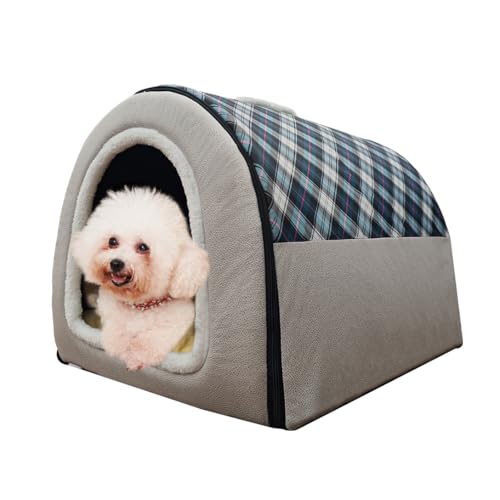 Hundebett oder Katzenbett, 2 Verwendungsmöglichkeiten, Haustierhaus für den Innenbereich mit flauschiger Matte, abnehmbarer und waschbarer Bezug, spritzwassergeschütztes Haus und rutschfeste Hundebett oder Katzenbett, 2 Verwendungsmöglichkeiten, Haustierhaus für den Innenbereich mit flauschiger Matte, abnehmbarer und waschbarer Bezug, spritzwassergeschütztes Haus und rutschfeste von FOUIYIUTU