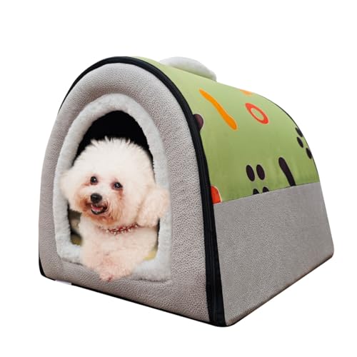 Hundebett oder Katzenbett, 2 Verwendungsmöglichkeiten, Haustierhaus für den Innenbereich mit flauschiger Matte, abnehmbarer und waschbarer Bezug, spritzwassergeschütztes Haus und rutschfeste Hundebett oder Katzenbett, 2 Verwendungsmöglichkeiten, Haustierhaus für den Innenbereich mit flauschiger Matte, abnehmbarer und waschbarer Bezug, spritzwassergeschütztes Haus und rutschfeste von FOUIYIUTU