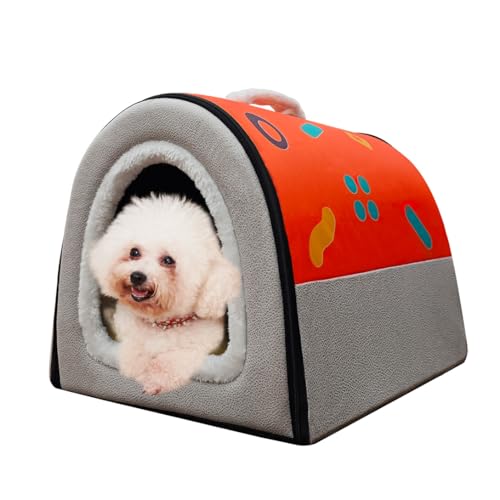 Hundebett oder Katzenbett, 2 Verwendungsmöglichkeiten, Haustierhaus für den Innenbereich mit flauschiger Matte, abnehmbarer und waschbarer Bezug, spritzwassergeschütztes Haus und rutschfeste Hundebett oder Katzenbett, 2 Verwendungsmöglichkeiten, Haustierhaus für den Innenbereich mit flauschiger Matte, abnehmbarer und waschbarer Bezug, spritzwassergeschütztes Haus und rutschfeste von FOUIYIUTU
