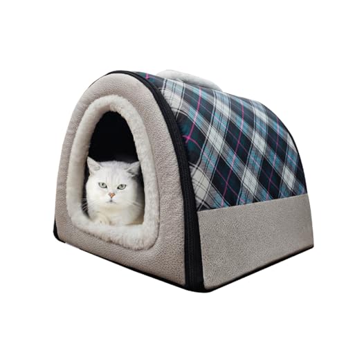Katzen- oder Hundebett, 2 Verwendungsmöglichkeiten, Haustierhaus für den Innenbereich mit flauschiger Matte, abnehmbarer und waschbarer Bezug, spritzwassergeschütztes Haus und rutschfeste Unterseite, Katzen- oder Hundebett, 2 Verwendungsmöglichkeiten, Haustierhaus für den Innenbereich mit flauschiger Matte, abnehmbarer und waschbarer Bezug, spritzwassergeschütztes Haus und rutschfeste Unterseite, von FOUIYIUTU