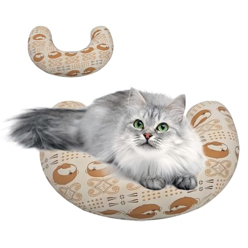 FOUNCY Beruhigendes Katzenkissen, U-förmiges Kissen für kleine Hunde, mittelgroße Hunde, große Katzen, Halswirbelschutz und Schlafverbesserung, weich und bequem FOUNCY Beruhigendes Katzenkissen, U-förmiges Kissen für kleine Hunde, mittelgroße Hunde, große Katzen, Halswirbelschutz und Schlafverbesserung, weich und bequem von FOUNCY