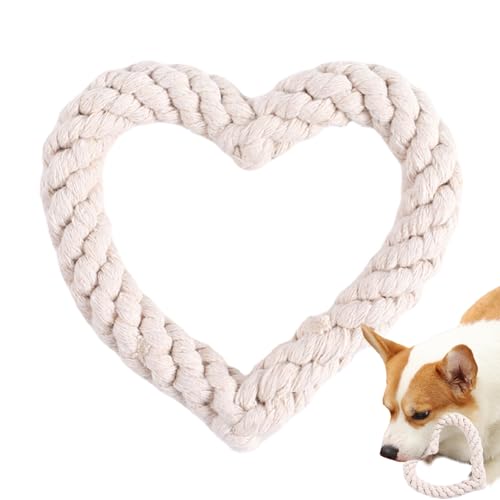 FOUNCY Hundeseilspielzeug,Seilspielzeug für Hunde | Kauspielzeug für Hunde - Herzförmiges Seil-Kauspielzeug für Hunde zum Valentinstag, Spielzeug für Haustiere, Welpen-Wurfspielzeug zum Valentinstag von FOUNCY
