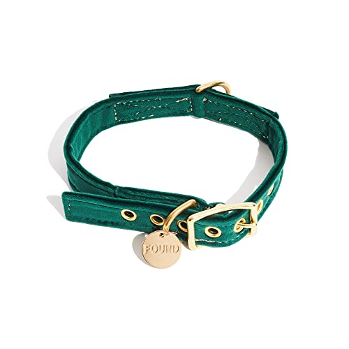 Found My Animal - Das Original Smaragd-Samt-Halsband für Katzen und Hunde (groß) – verstellbare, massive Messingschnalle – robustes Hundehalsband für Hunde – handgefertigtes Haustierhalsband aus Samt von Found My Animal