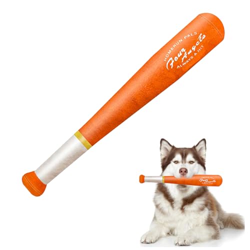 FOUR ANGELS Pet Plush Baseball Toy, Pupper Deckies Parody Dog Toy - Plush Squeaky and Crinkle Funny Dog Toy - Drool Mint (Baseballschläger) von FOUR ANGELS