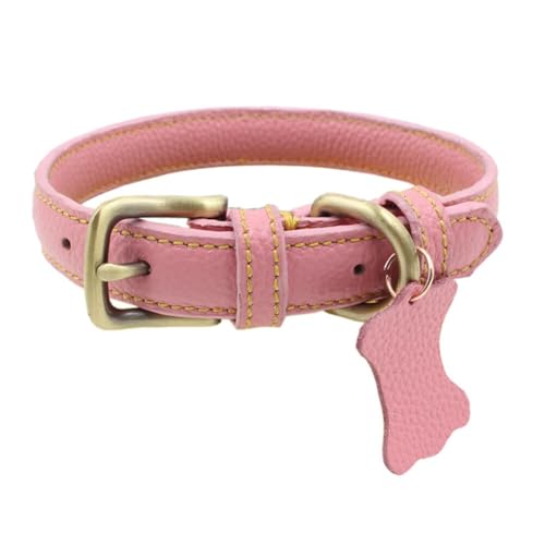 Halsband für Haustiere, Hunde, Welpen, verstellbar, Kunstleder, weiches Umhängeband (Rosa, M) von FOVAOK