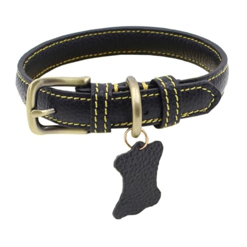 Haustier Hund Welpe verstellbare Kunstleder Anhänger Halskette, Softhalsband (Schwarz S) von FOVAOK
