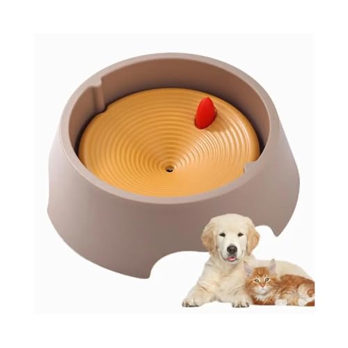 Katzen-Wassernapf für Katzen, spritzwasserfrei, schwimmender Wassernapf für kleine Welpen, mittelgroße Haustiere, Braun, 500 ml von FOVAOK